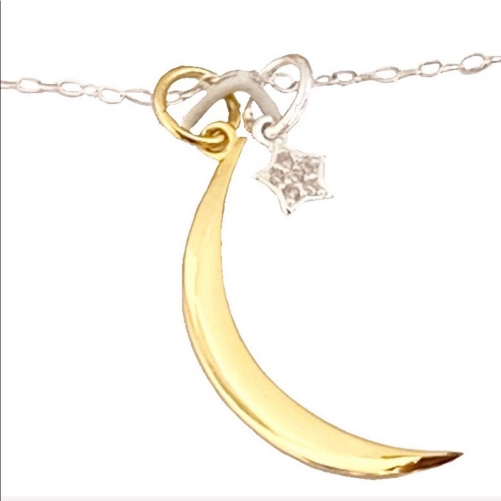 new โพ Wish + Dream โพ925 SS Crescent CZ Necklace โพ - Picture 4 of 5